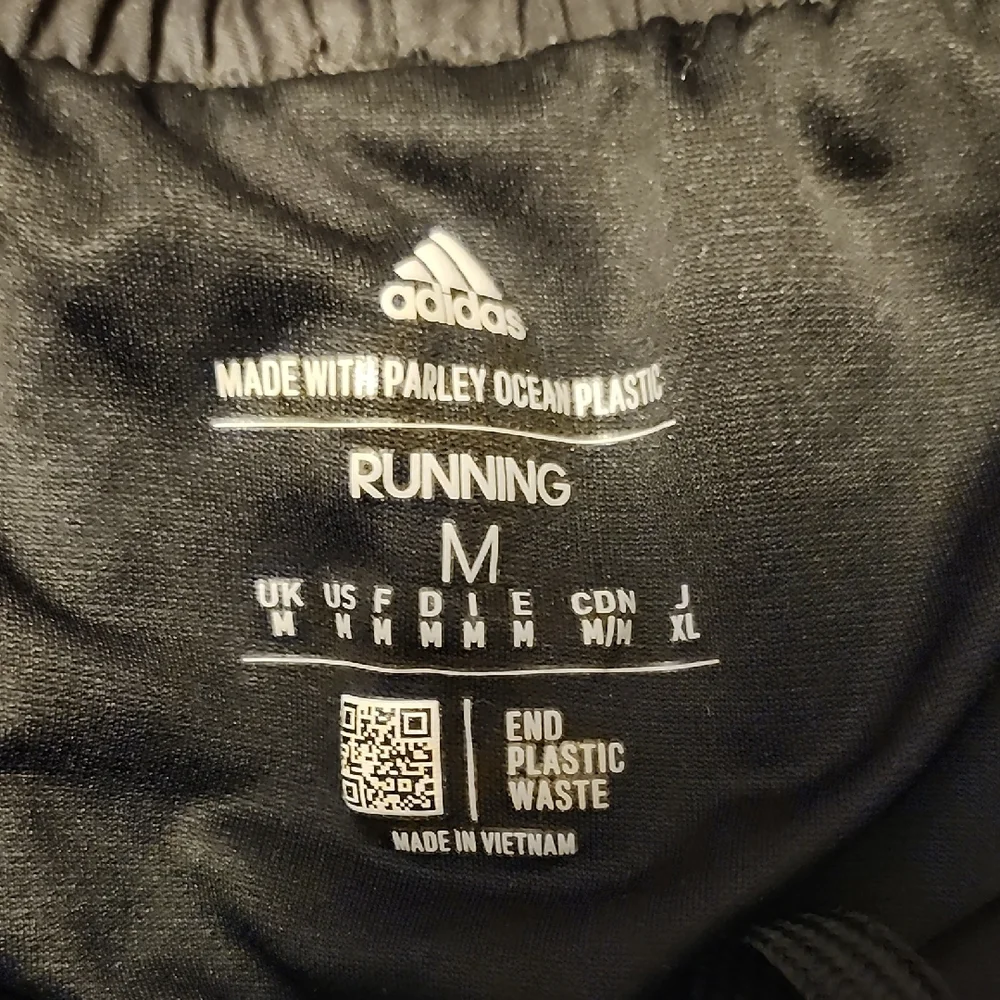 Adidas Men's Black Athletic Shorts with White Stripes - Picture 2 of 3